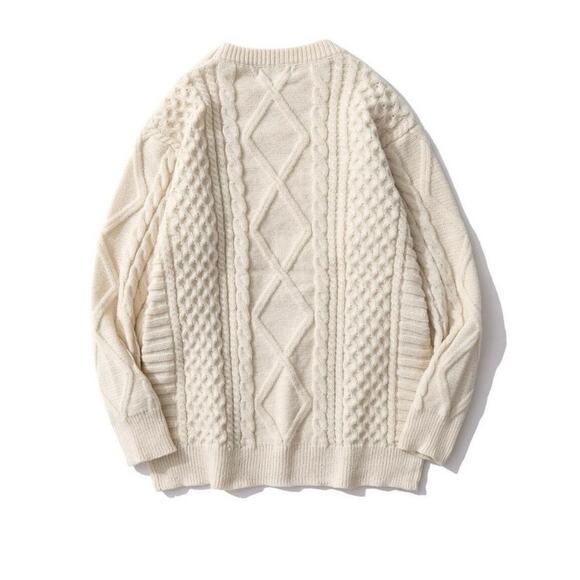 NWOT Aelfric Eden Retro 90s Cream Cable Knit Sweater Size M – Cozy Chunky Knit - Picture 4 of 8